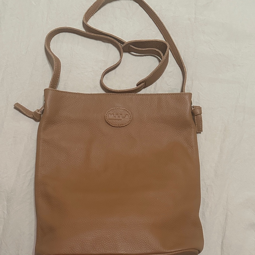 Milly Tan Leather Crossbody Bag with Adjustable Strap